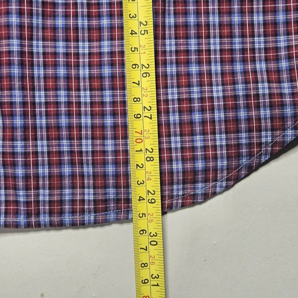 Banana Republic Mens Large L Button Down Shirt Soft Wash Plaid Long Sleeve Blue